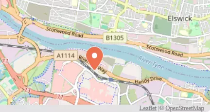 Map showing BattleKart Gateshead